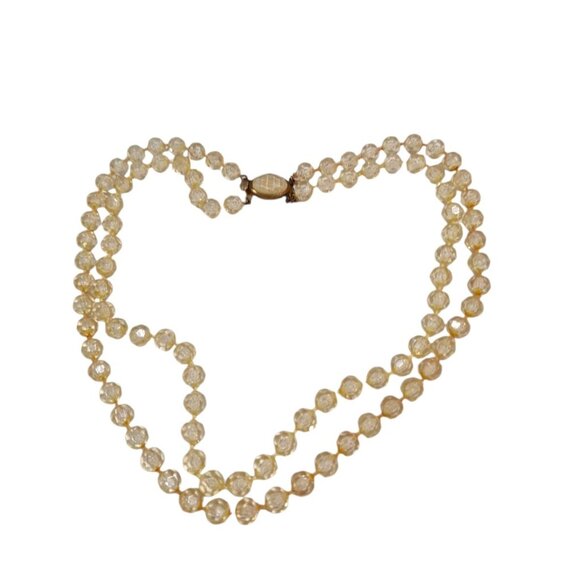 Vintage Unsigned Double Strand Acrylic Faceted Beaded Necklace 22"  Box Clasp - Picture 6 of 6